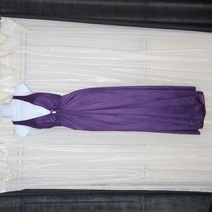 Vintage Plum Purple Sleeveless Low V-Neck Maxi Sexy Party Dress SzM